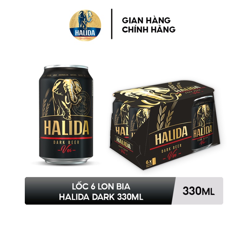 Lốc 6 lon bia Halida Dark 330ml (330ml/lon)