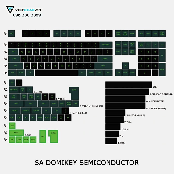 Bộ nút bàn phím SA Domikey Semiconductor 159 nút nhựa ABS double shot