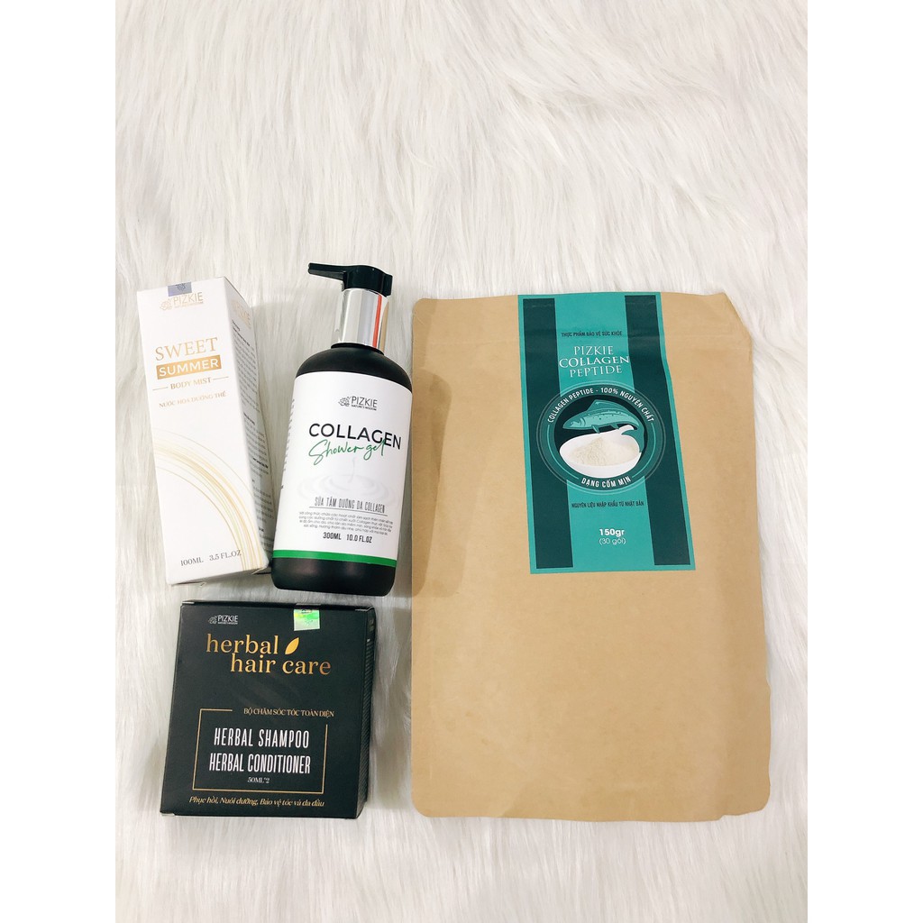 Quà tặng hot Gồm Sữa Tắm Collagen, Nước Hoa Collagen, Bộ Gội Xả Pizkie hoặc bột tẩy da chết Body