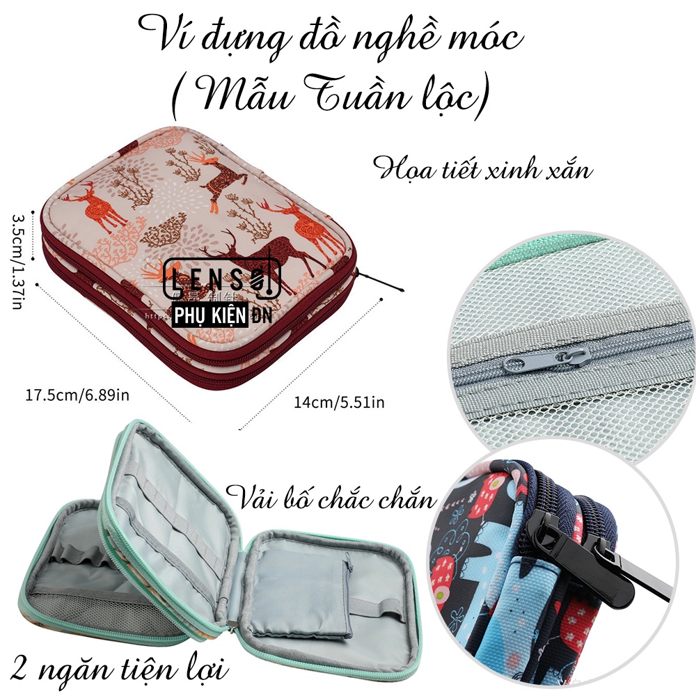 Ví đựng đồ nghề móc chia ngăn gọn gàng, vải bố dày dặn, họa tiết xinh xắn - Len sợi phụ kiện Đà Nẵng