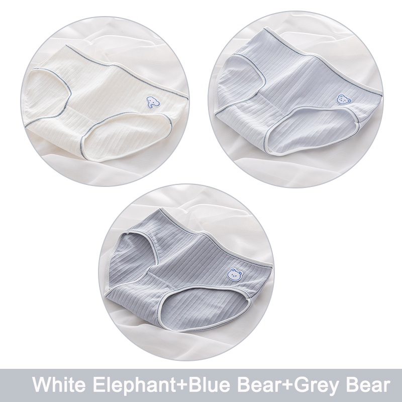 Cute Byte Bộ 3 Quần Lót Cotton In Hình Gấu / Heo Dễ Thương Cho Nữ