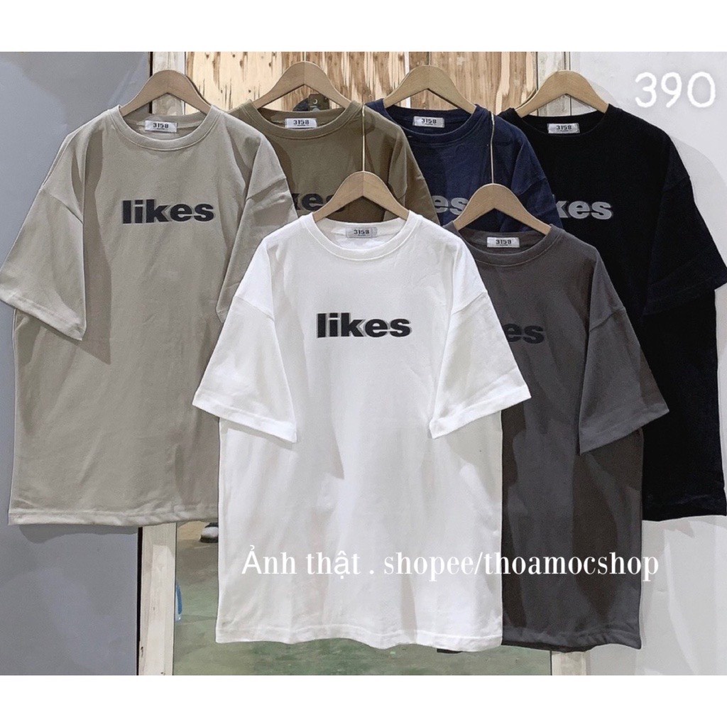 Áo phông 3158 in chữ LIKES Nam Nữ , Áo thun tay lỡ Oversize fom rộng Basic chất Cotton khô