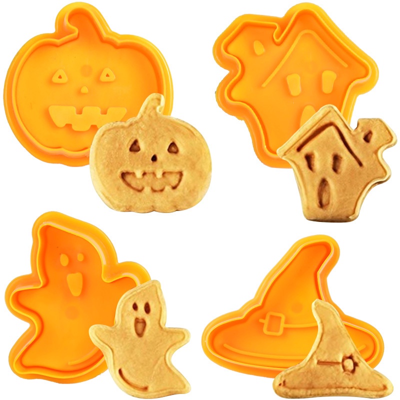 Khuôn Làm Bánh Quy / Socola Hình Đầu Lâu / Bí Ngô / Ma Hoạt Hình Phong Cách Halloween