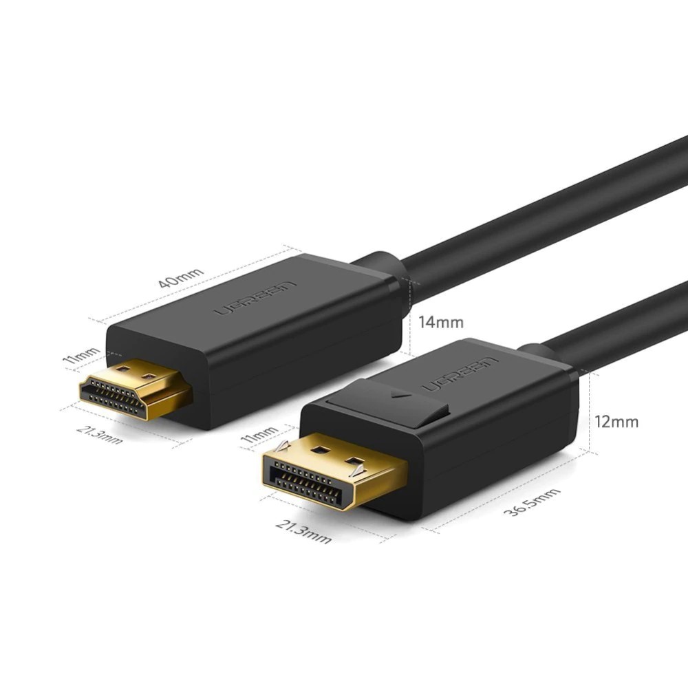 Dây cáp UGREEN DisplayPort chuyển đổi từ đầu cắm DP sang đầu cắm HDMI cho PC / Laptop / TV / máy chiếu