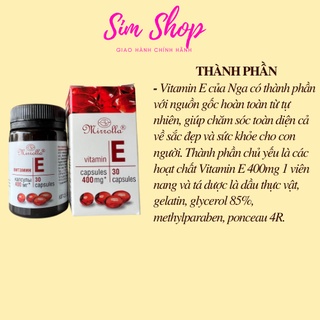 Vitamin E 400mg Đỏ Nga Lifevit Mirrolla simshop102