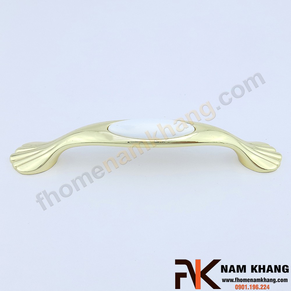 Tay nắm cửa tủ bếp bằng sứ trắng mạ vàng NK019-TV2 (Màu Vàng)