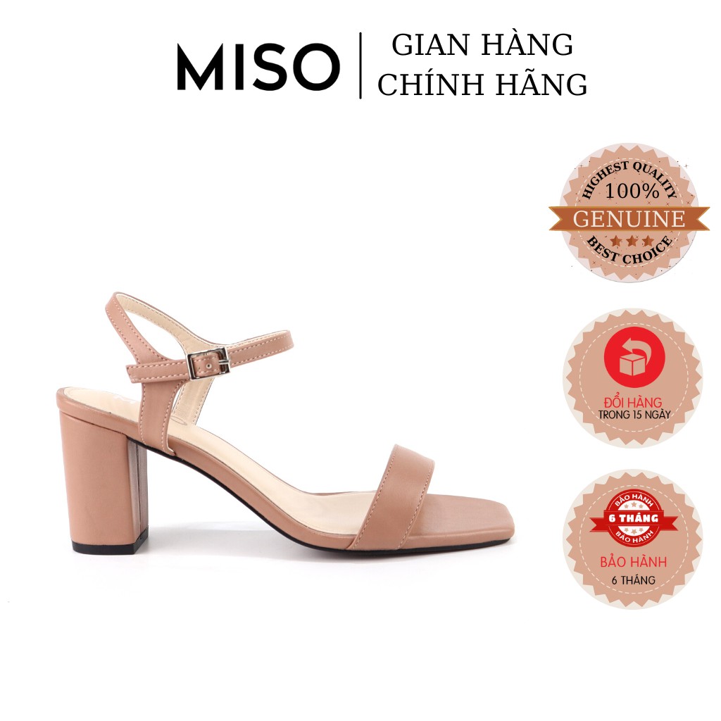 Giày sandal nữ quai ngang basic đơn giản đi làm gót trụ 7cm Miso M024