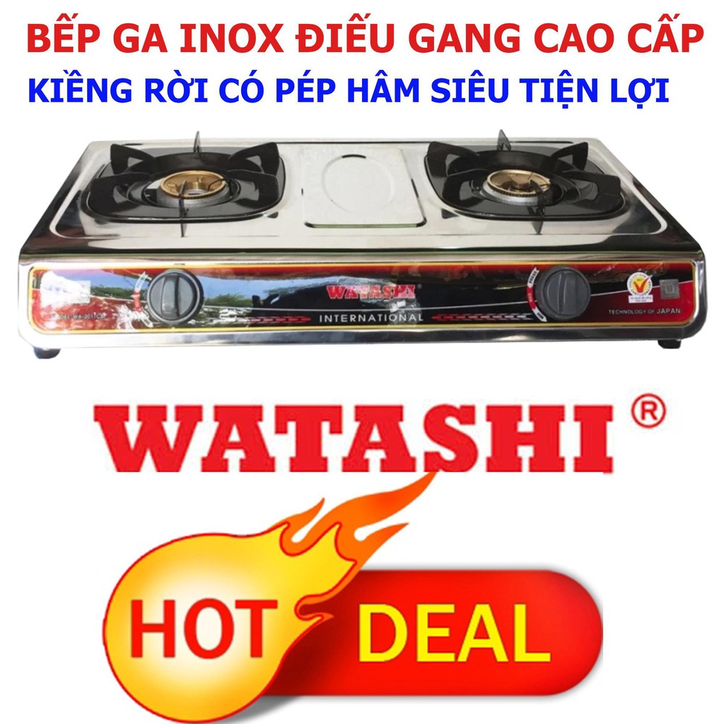 Bếp Gas Đôi Cao Cấp INOX Điếu Gang Đúc Có Hâm WATASHI WA-2011