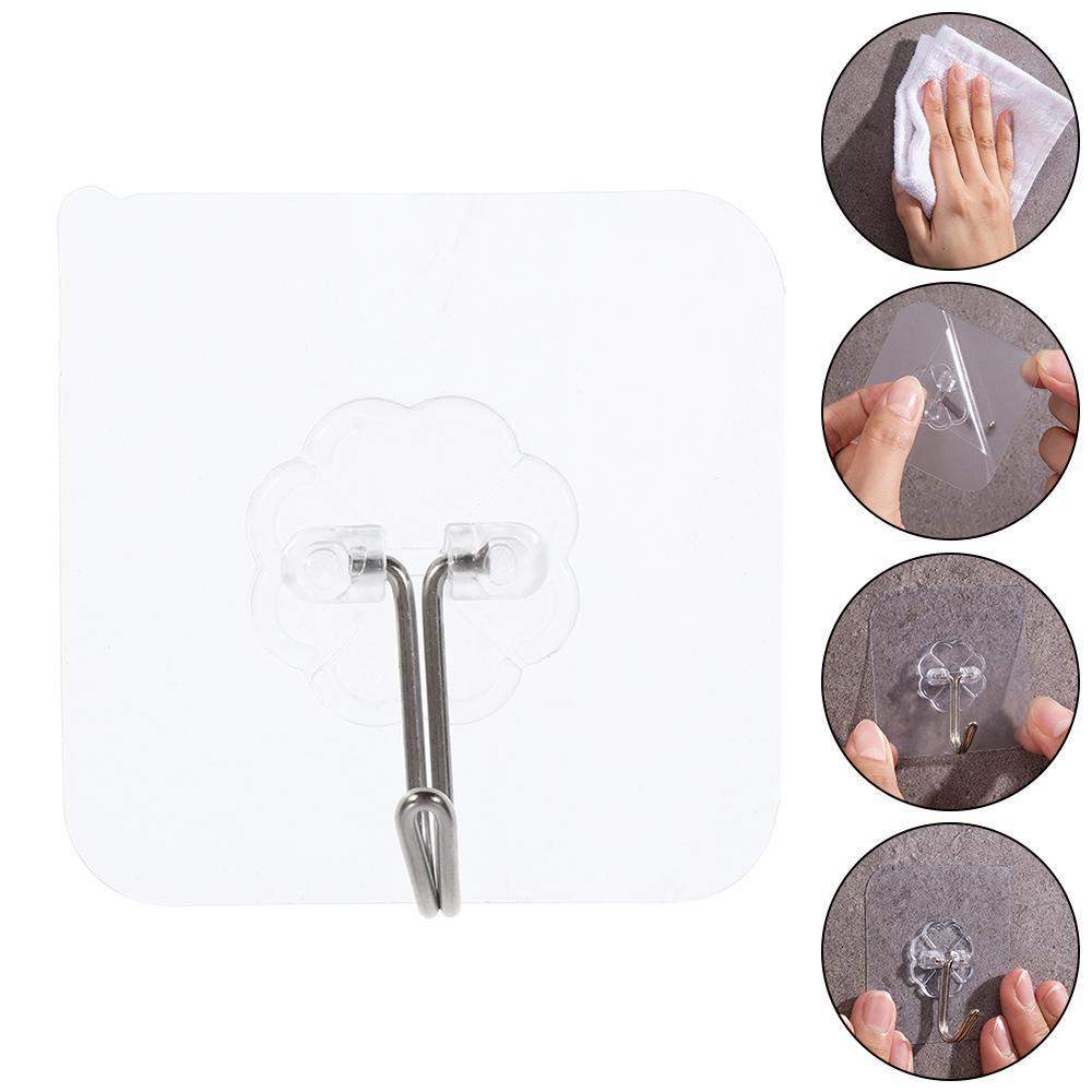 Set 6 Móc Treo Đồ Dán Tường Trong Suốt Tiện Dụng Cho Nhà Bếp Giá Đỡ