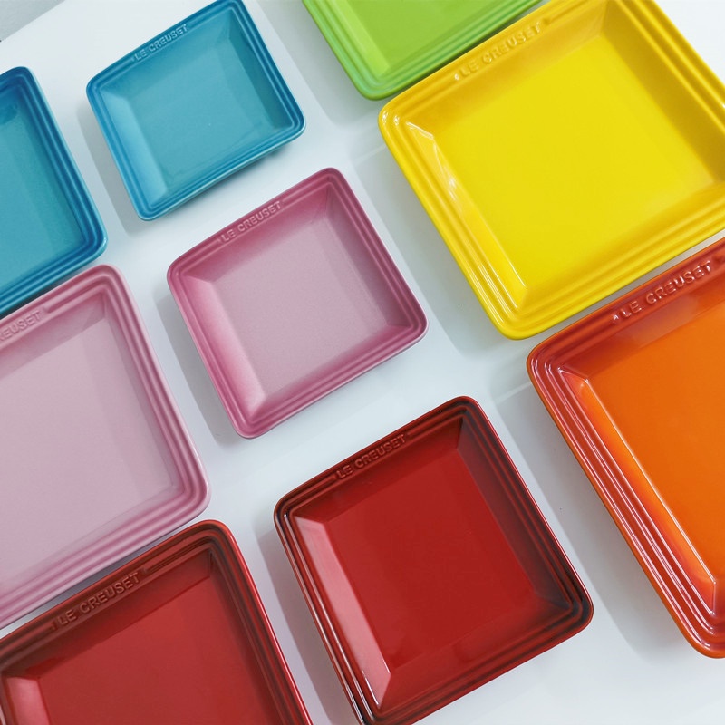 Đĩa vuông Le creuset  size 21cm 16cm chất liệu gốm sứ bền đẹp,dùng trang trí decor bàn ăn, quà tặng