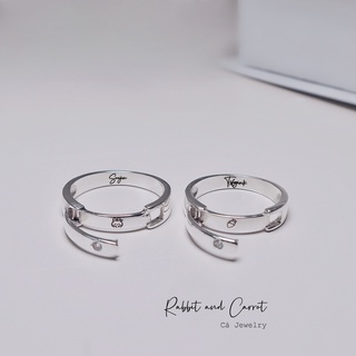  Nhẫn đôi nhẫn cặp nam nữ bạc s925 khóa Belt khắc theo yêu cầu Cá jewelry  inbox chọn chữ  