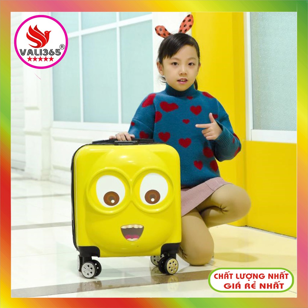 Vali nhựa kéo MINION Size 18. Quà tặng cho bé yêu trong mùa hè. Hàng cao cấp, nhựa ABS+PC an toàn cho bé khi sử dụng.