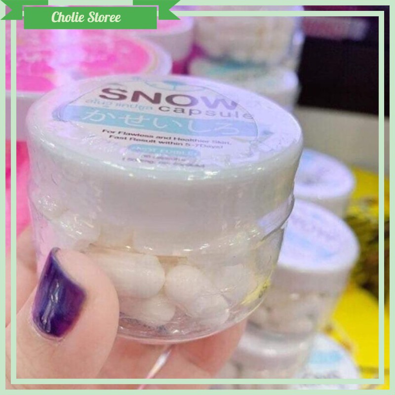 TRỘN VÀO KEM BODY - VIÊN KÍCH TRẮNG DA SNOW CAPSULE BY GLUTA FROZEN THÁI LAN CHÍNH HÃNG - 9090