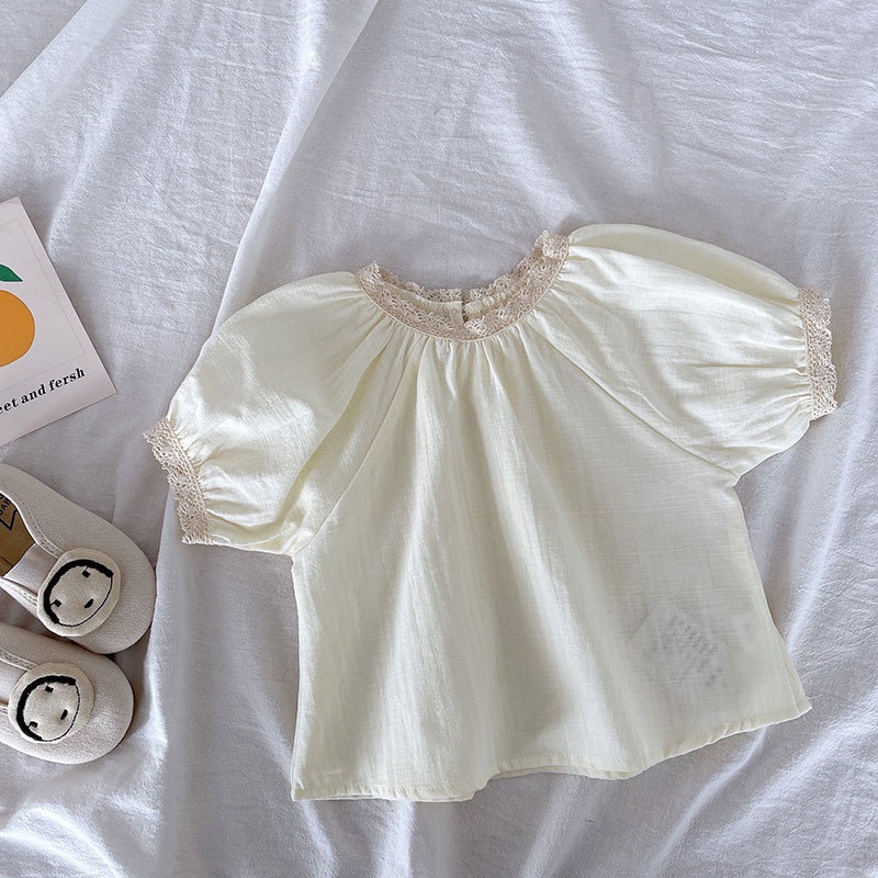 AV8 Size90-130 (9-30kg) Áo sơ mi bé gái (Áo ngắn tay vintage) Thời trang trẻ Em hàng quảng châu