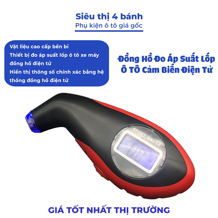 Đồng Hồ Đo Áp Suất Lốp Ô TÔ Cảm Biến Điện Tử