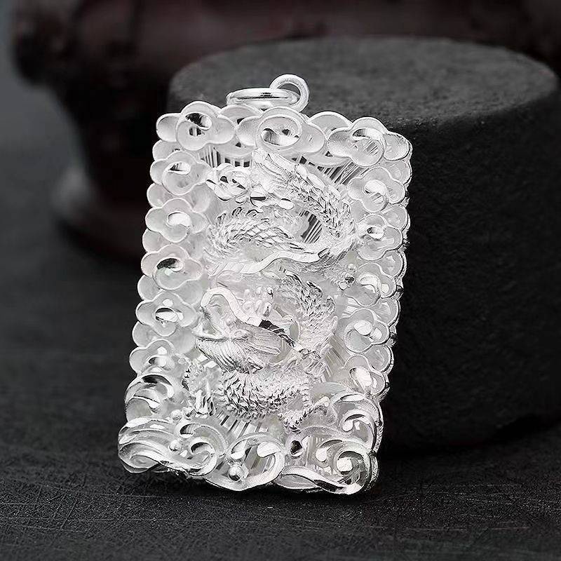 Che vòng cổ. Dây Chuyền Bạc S999 Mặt Hình Đầu Rồng Thời Trang Cho Nam