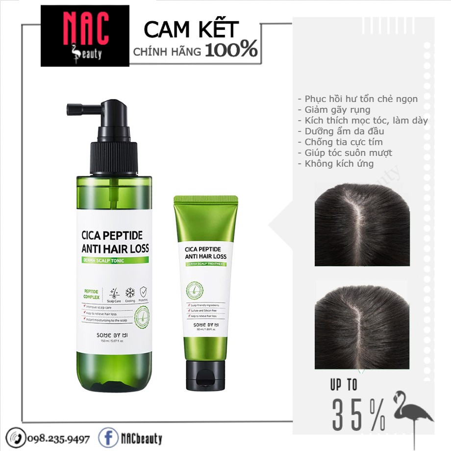 Combo 2 sản phẩm ngăn ngừa rụng tóc Some By Mi Cica Peptide Anti-Hair Loss Derma Scalp (Dầu Xả 50ml + Xịt dưỡng 150ml)