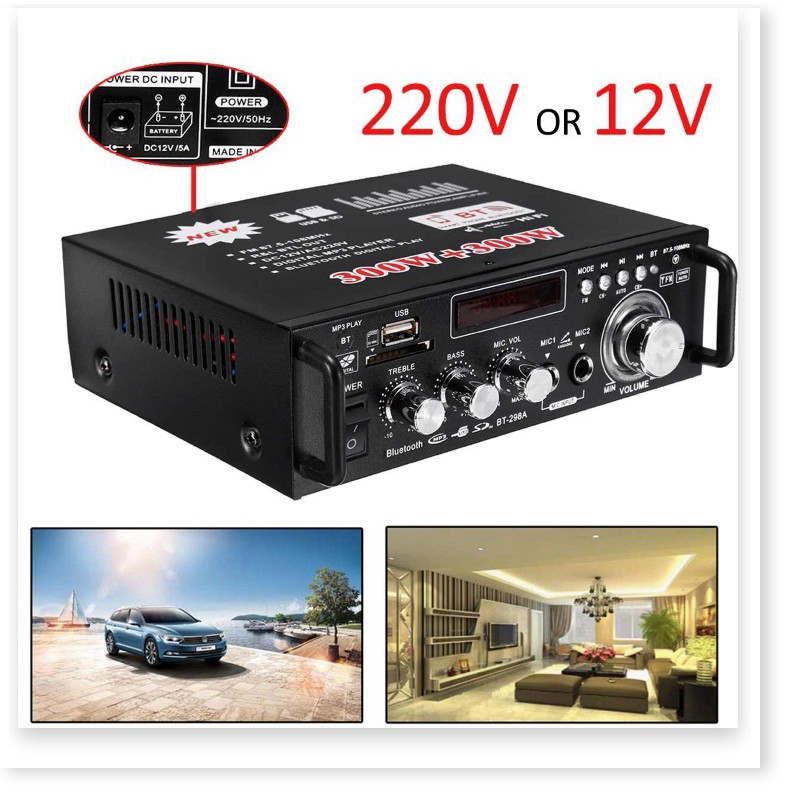 ⚡ Amplifier Bluetooth FM Radio Car Home 600W -  Ampli Mini Loa Amly Bluetooth BT309A 800W Cao Cấp Loại Tốt 👉 HD Plaza