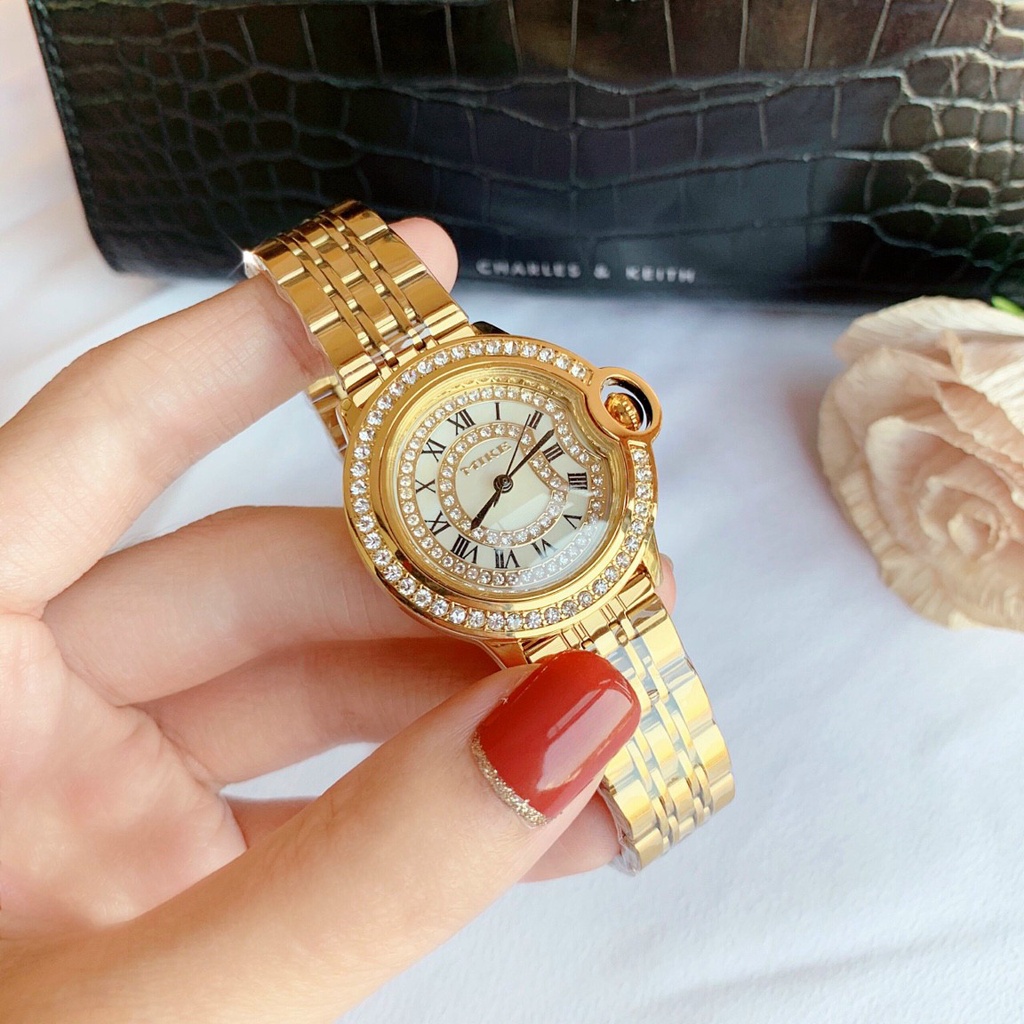 Đồng hồ nữ dây kim loại Mike 8403 chính hãng, mặt tròn, chống nước bảo hành 12 tháng