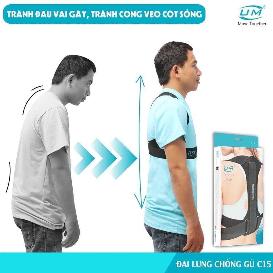 ĐAI CHỐNG GÙ LƯNG C15 UNITED MEDICARE - GIỮ CHO LƯNG THẲNG - TÔN LẠI VÓC DÁNG