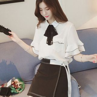 Áo sơ mi tay bồng cổ nơ