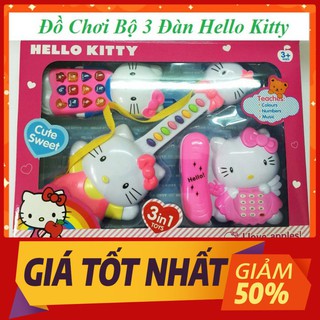 ✅FREESHIP 50K✅Đồ Chơi Đàn Hello Kitty Gồm 3 Chiếc Khác Biệt, Màu Hồng Đặc Trưng, Phát Nhạc Tạo Sự Thích Thú Cho Bé