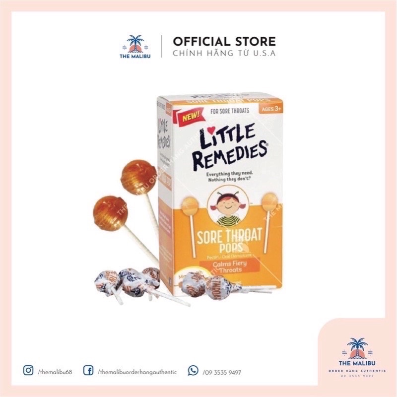 Kẹo mút ngậm ho cho bé Little Remedies 10 chiếc