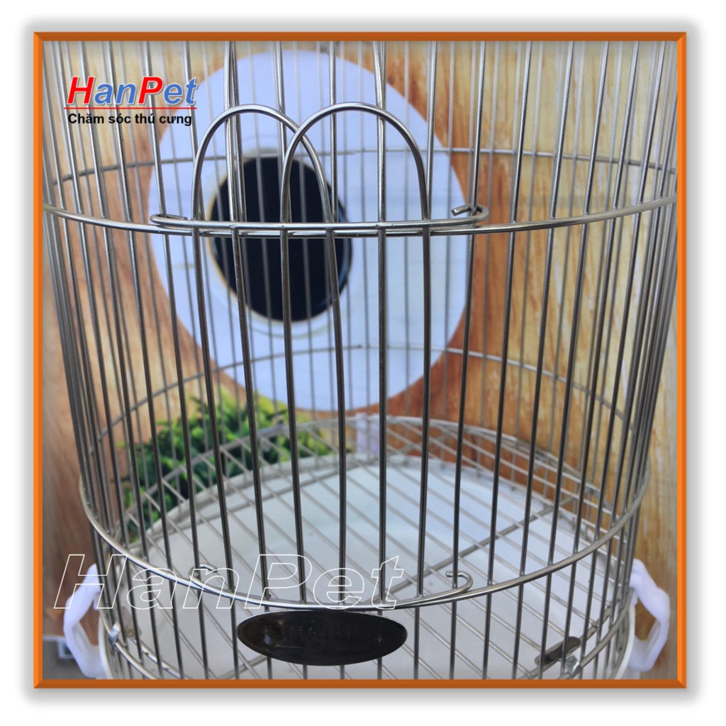 HN-Lồng chim Inox chống gỉ sét, loại bé dành cho chim khuyên - tặng áo lồng và máng ăn, máng uống - hanpet 60