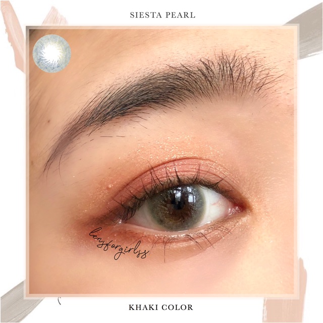 < Sẵn 1.00-2,50 độ > Kính áp tròng cao cấp Siesta Pearl Khaki (PC Hydrogel-hsd 6 tháng)