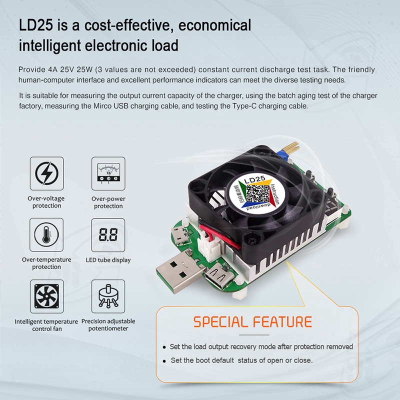 Vôn Kế Điện Tử LD25 4A 25W USB