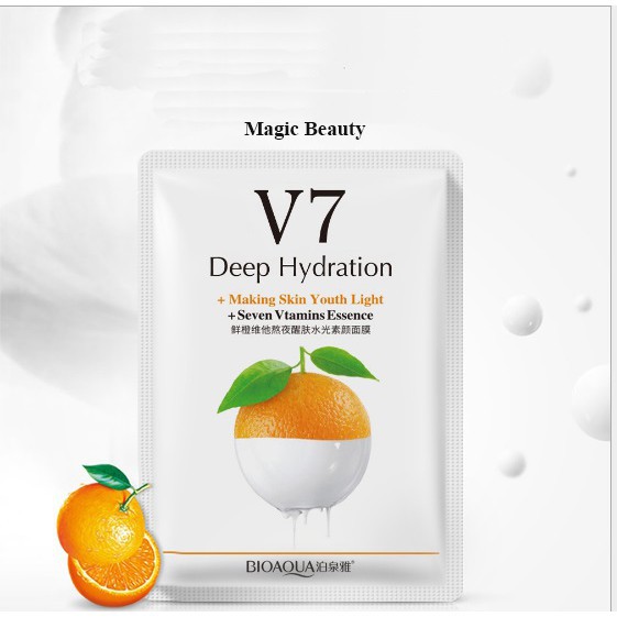 Mặt nạ giấy V7 Toning Youth Mask Bioaqua trái cây dưỡng da mụn cấp ẩm thải độc