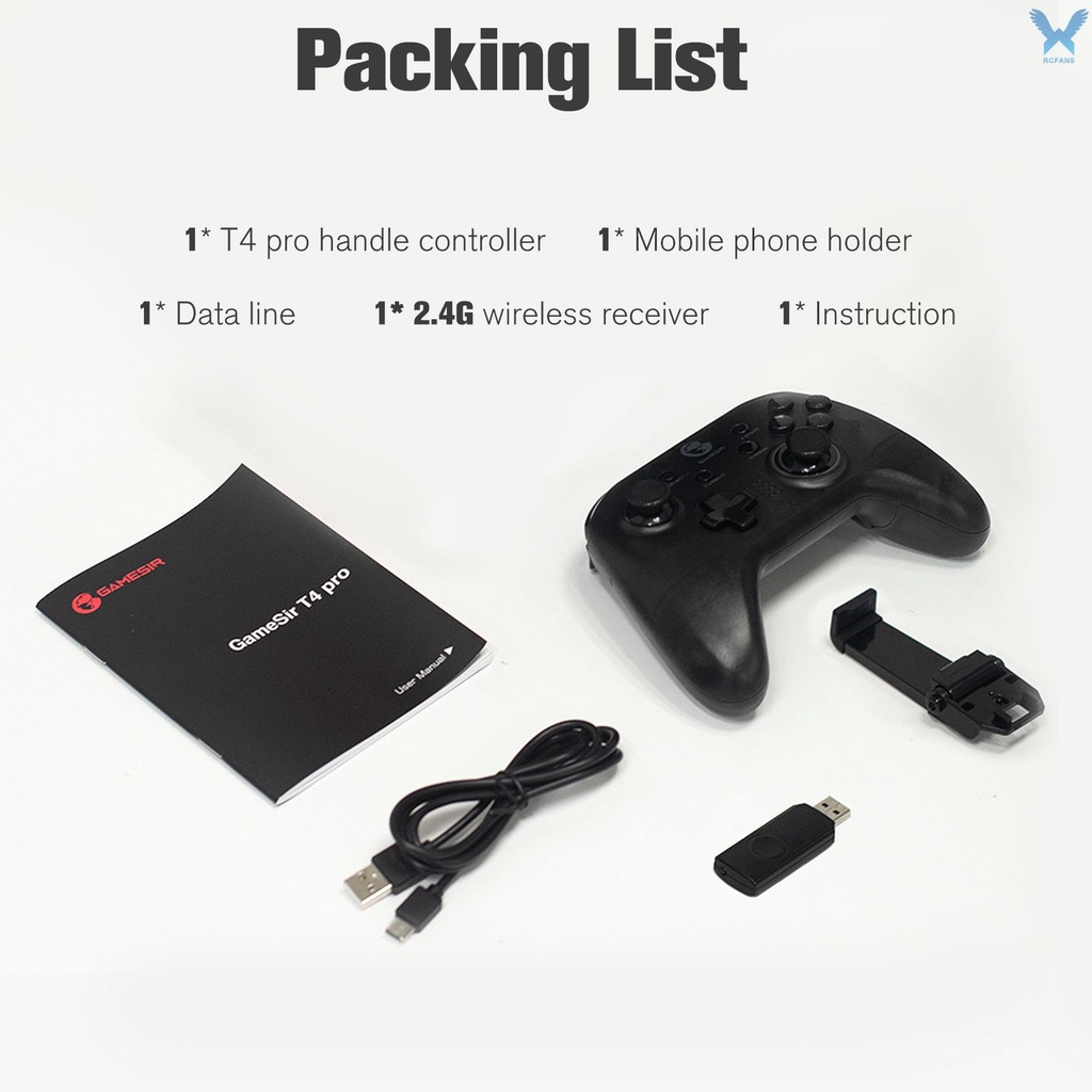 GAMESIR Tay Cầm Chơi Game Không Dây T4 Pro Có Đèn Led Nền Cho Windows 7 8 10 Pc Ios Android Nintendo Switch