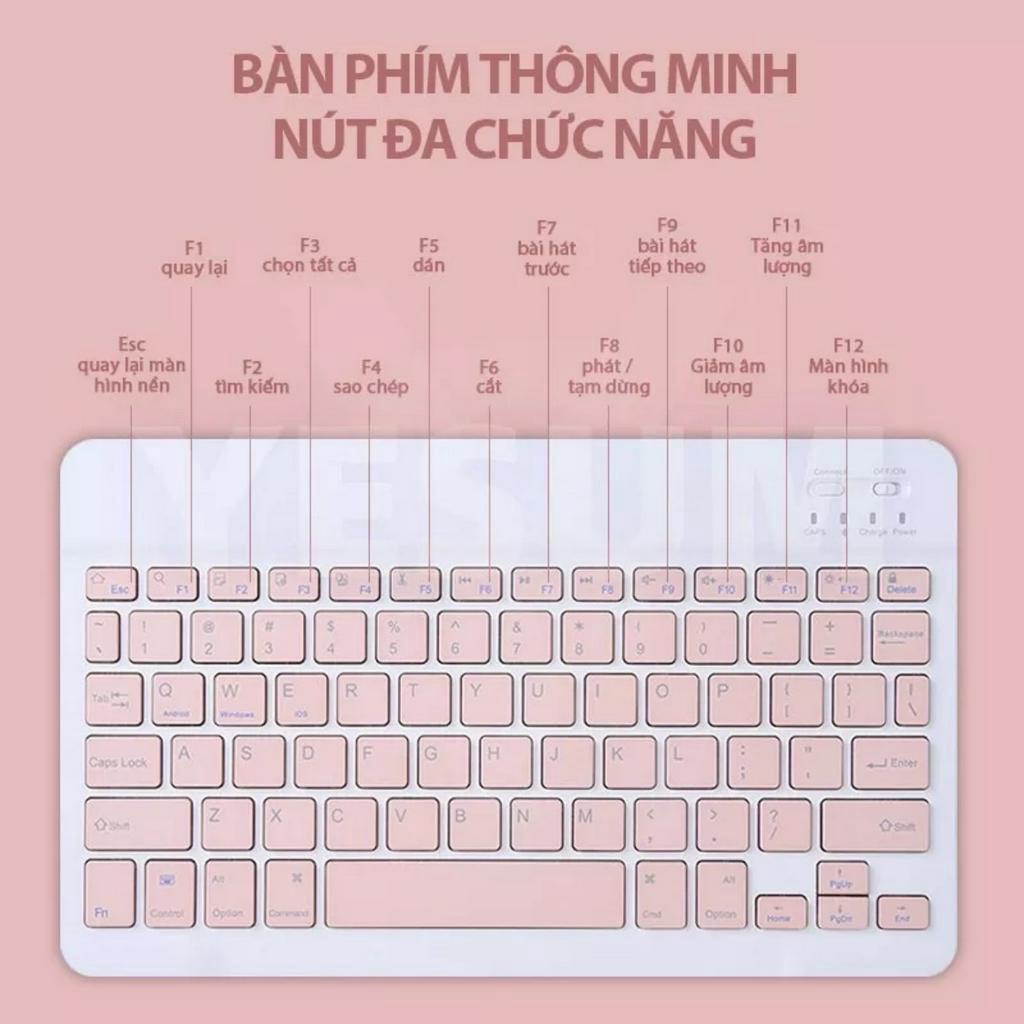 Bộ Bàn Phím Văn Phòng Và Chuột Bluetooth Không Dây 10 inch Gọn Nhẹ Cho iPad Android Tablet Windows Laptop