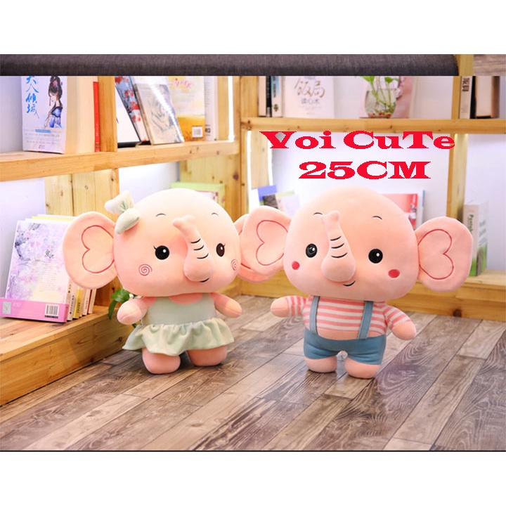 Gấu bông Voi má hồng ngồi đọc sách, voi mẫu thú nhồi bông siêu cute hàng cao cấp, xưởng sỉ gấu bông HM