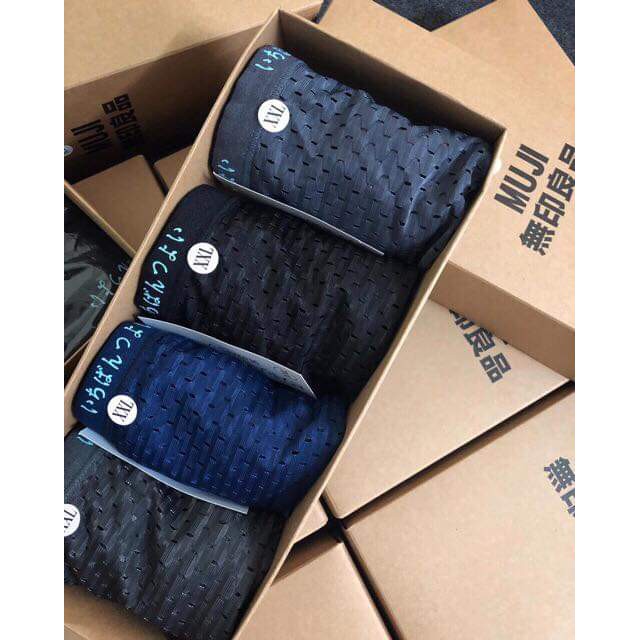 Hộp 4 Quần sịp đùi Nam Quần Sịp boxer Muji Nhật Bản Thông Hơi Thoáng Khí Kháng Khuẩn DPS11