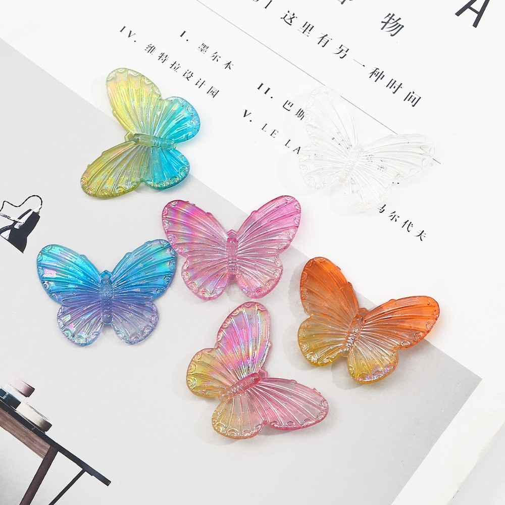 Mặt Vòng cổ Beadia Bằng Acrylic Hình Bướm Lấp Lánh Nhiều Màu Có Lỗ Dùng Làm Trang Sức DIY