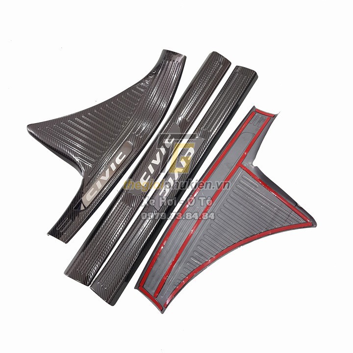 Nẹp bậc cửa Civic, ốp bậc cửa xe Honda CIVIC 2016 đến 2021 Mẫu CARBON