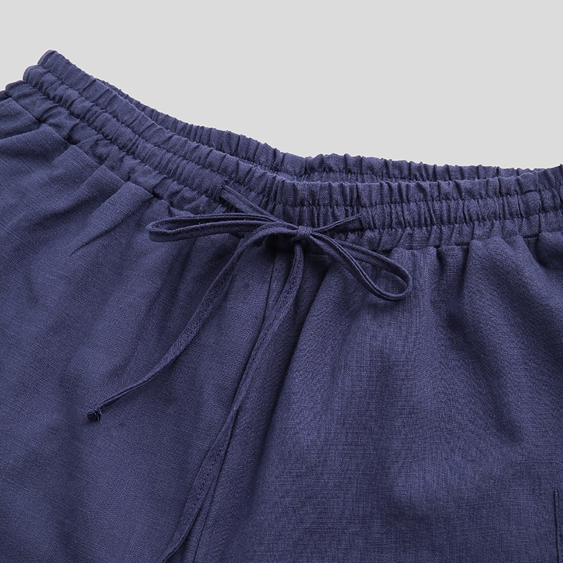 INCERUN Quần cotton linen màu trơn phong cách cổ điển dành cho nam