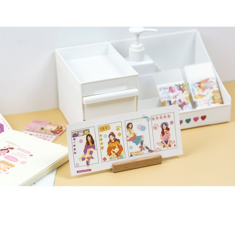 [TẶNG TẤM CHIẾT TAPE] Băng dính giấy washi Cô gái dạng tấm WT304