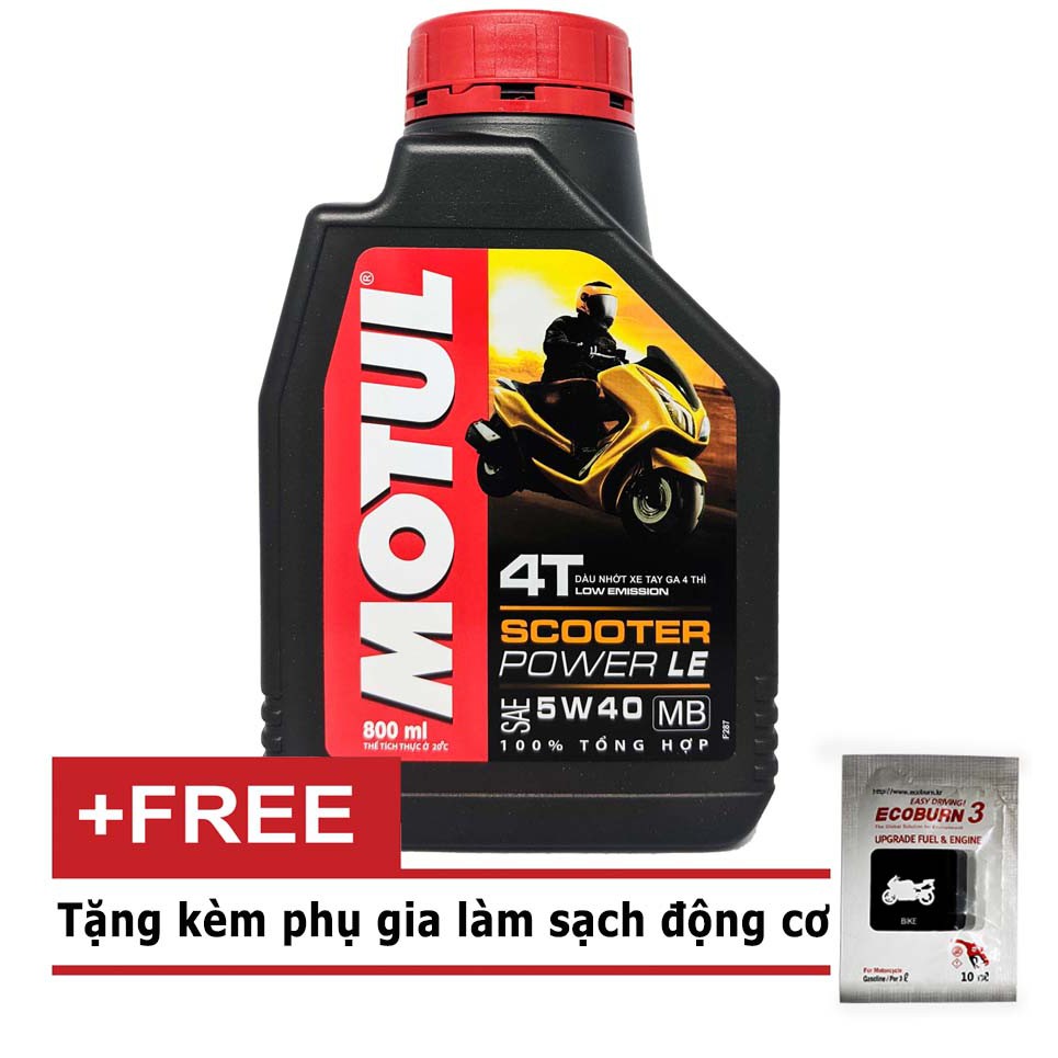 DẦU NHỚT TAY GA MOTUL SCOOTER POWER  LE 5W40 0.8 L - 800ML- TẶNG PHỤ GIA LÀM SẠCH ĐỘNG CƠ