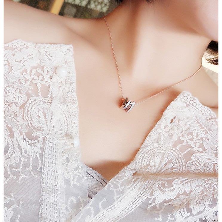 Dây chuyền nữ titan mặt vuông đính đá siêu đẹp, bền màu, chuẩn thời trang