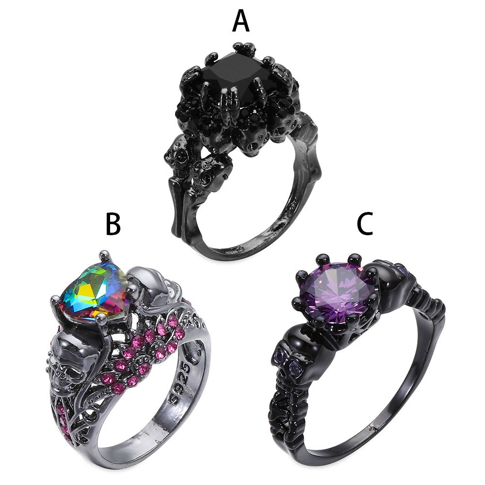 Nhẫn đính đá phong cách gothic thời trang phong cách unisex