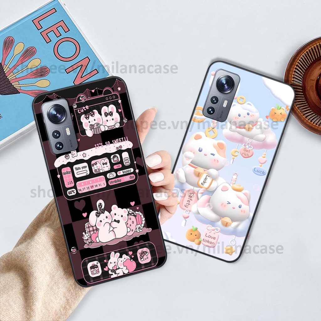 Ốp Xiaomi 12 / Xiaomi 12 Pro hình đồng hồ icon gấu mèo cute cực dễ thương ngộ nghĩnh