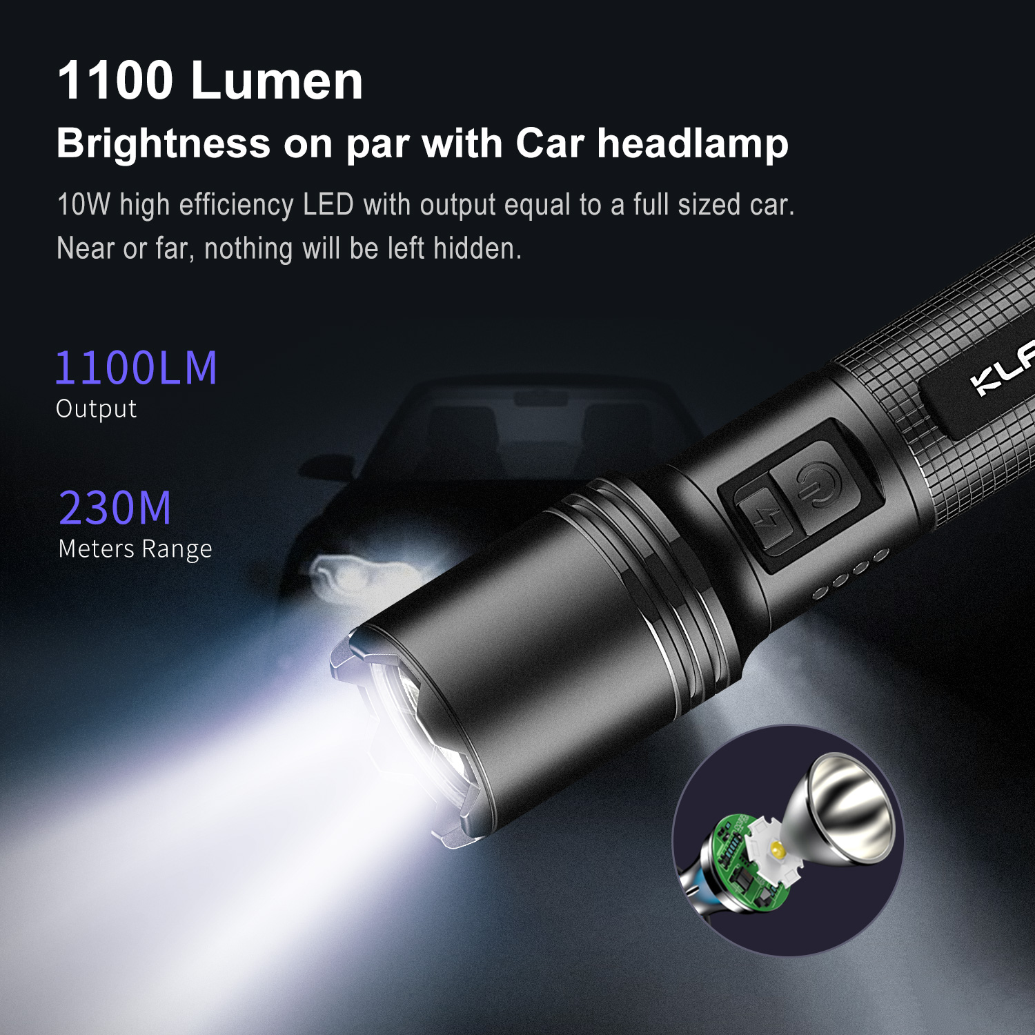 LED Đèn pin siêu sáng C8 đèn pin klarus A1 đèn bin 1100 Lumen Type-C 18650 2600mA | BigBuy360 - bigbuy360.vn
