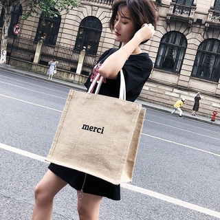 Túi vải xách tay dung tích lớn Túi nữ sinh Hàn Quốc túi vải lanh thời trang Túi vải đơn giản Túi đựng tài liệu A4