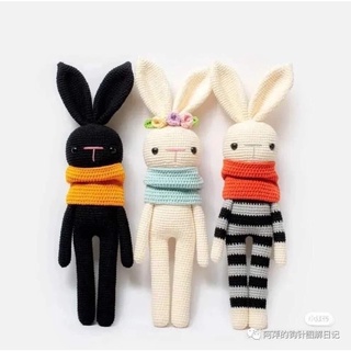 Thỏ Len Nhồi Bông Dễ Thương Cho Bé - Thú Bông Len Handmade Đan Móc Thủ Công Bằng Tay