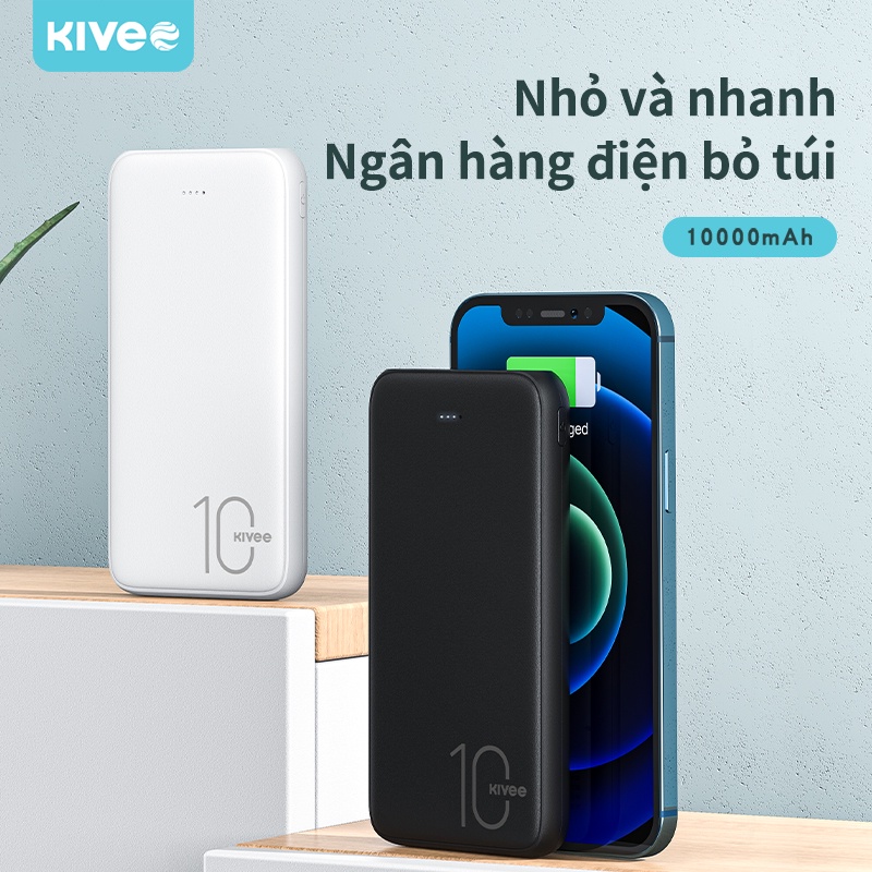 Pin dự phòng KV 10000mAh đầu ra cổng kép có cáp sạc