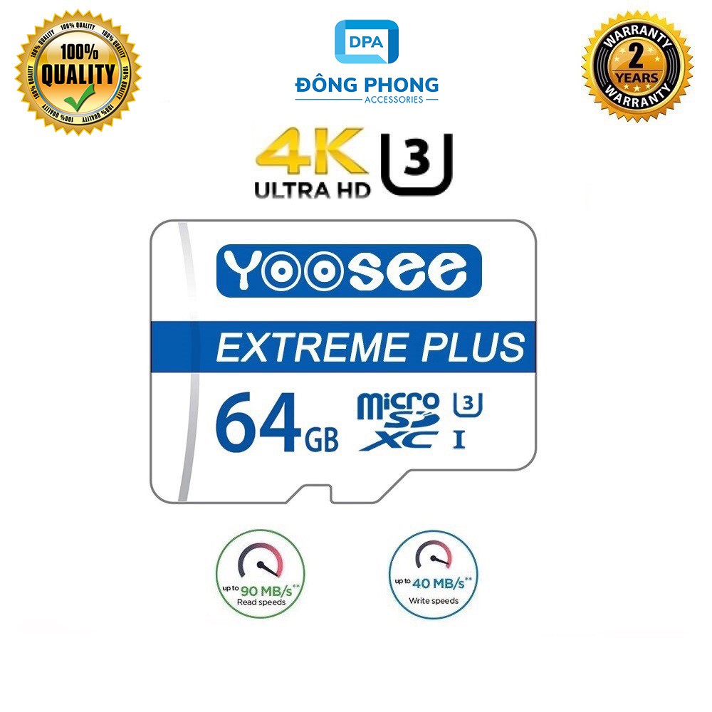 Thẻ Nhớ Microsdxc 64GB Yoosee Extreme Plus UHS-I U3 4K R90MB/S W40MB/S Chính Hãng | BigBuy360 - bigbuy360.vn