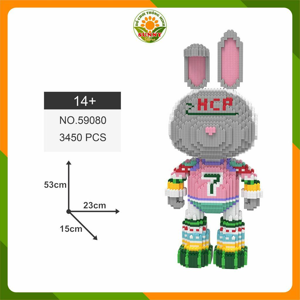 Đồ chơi lắp ghép Thỏ Mo Mo sắc màu cá tính - Mô hình lắp ghép 3D Thỏ Mo Mo - Cao 53cm - 3500+pcs - Sunny
