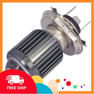 Đèn led bi cầu mini pha trắng cos vàng chân h4